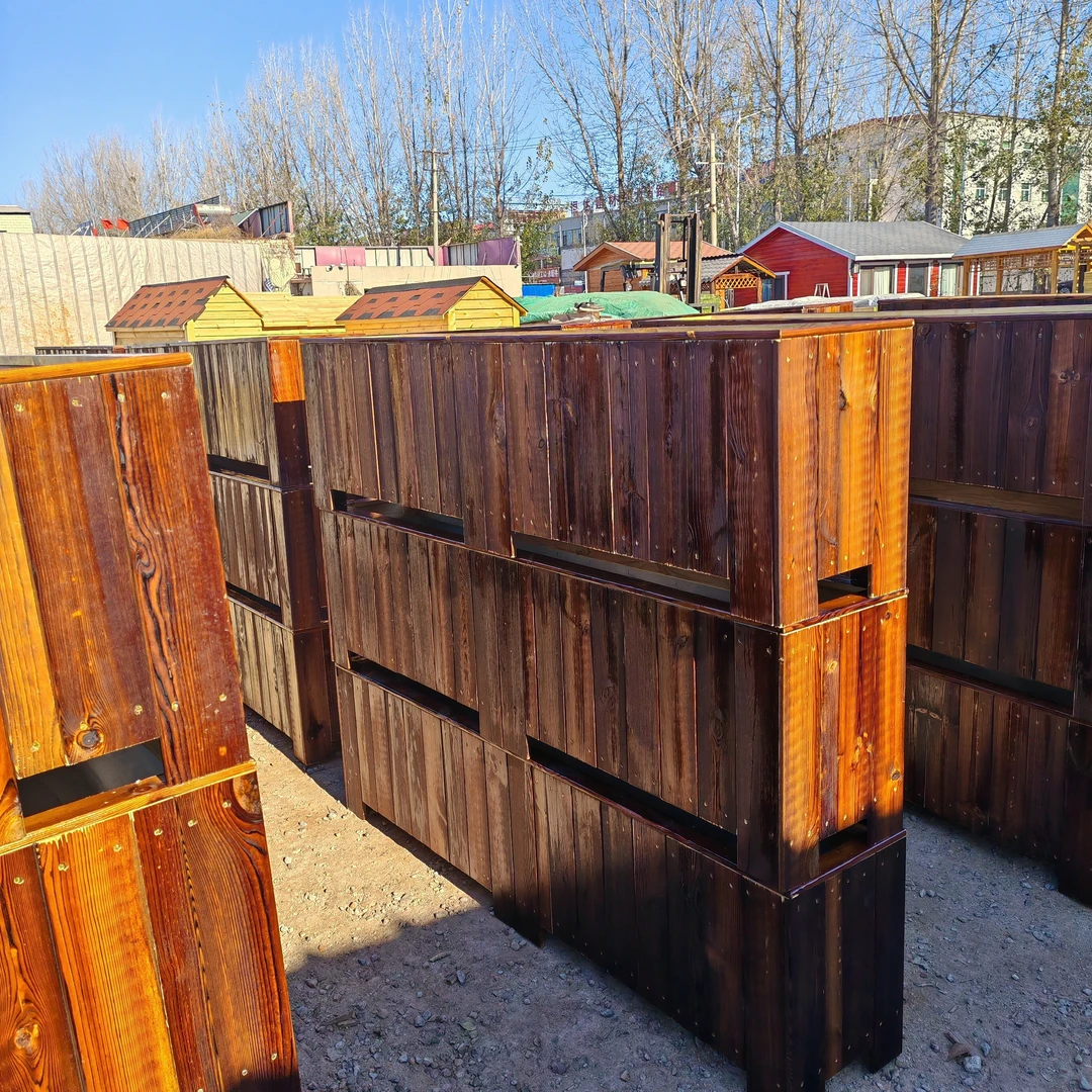 高端防腐碳化木花箱