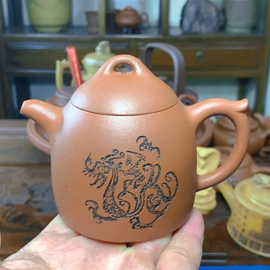 紫砂茶杯全手工制作工艺师作品宜兴原矿底槽青紫砂壶容量230