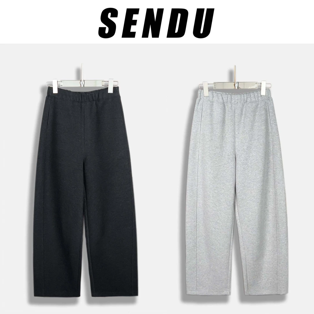 (森度定制)秋冬老钱风百搭蚕丝绵羊毛高腰显瘦长腿休闲裤AX1031