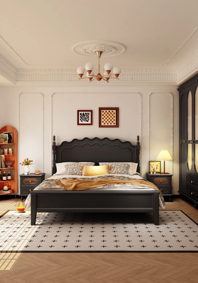 【风菏】床主卧双人床美式1.8米2米主卧中古风轻法式双人床婚床