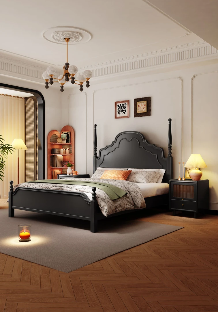 【檀梦】法式复古床罗马柱安娜床美式双人床1.8M1.5M轻法式古典主卧