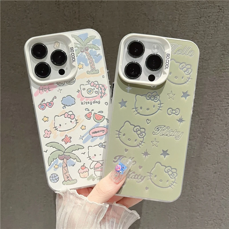 卡通猫咪适用苹果15pro手机壳华为荣耀oppovivo小米红米硅胶女款