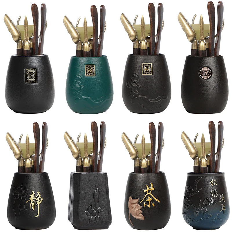 茶道六君子套装功夫茶具配件大全喝茶用品夹子刷子茶台桌泡茶工具