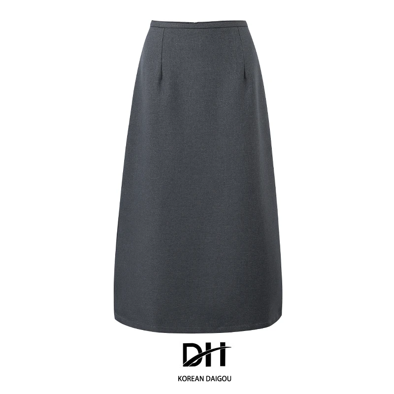灰色高腰显瘦西装半身裙女小个子春夏梨形身材直筒包臀开叉长裙子