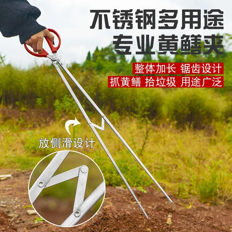 新款不锈钢钳夹黄鳝夹子鳝鱼泥鳅螃蟹小龙虾钳子防滑赶海夹子