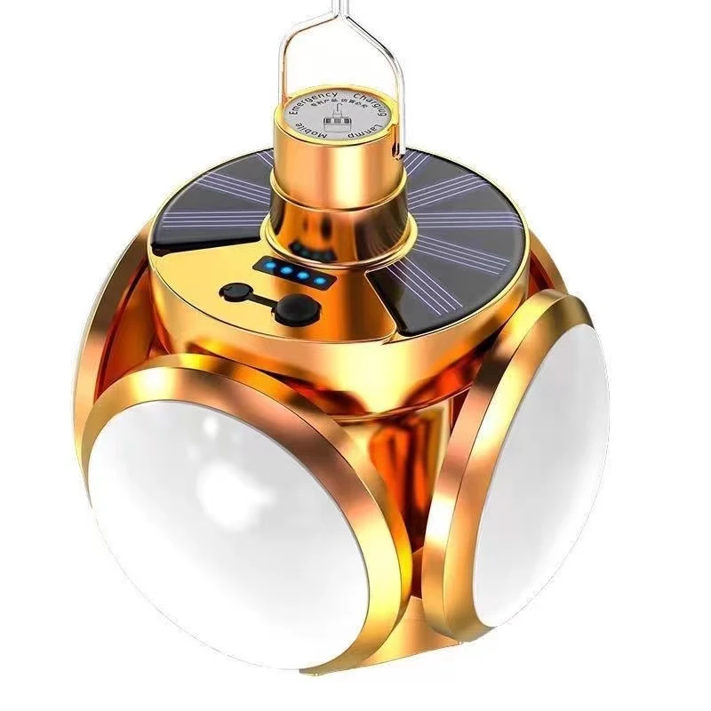 户外1新款金色太阳能折叠足球灯应急灯