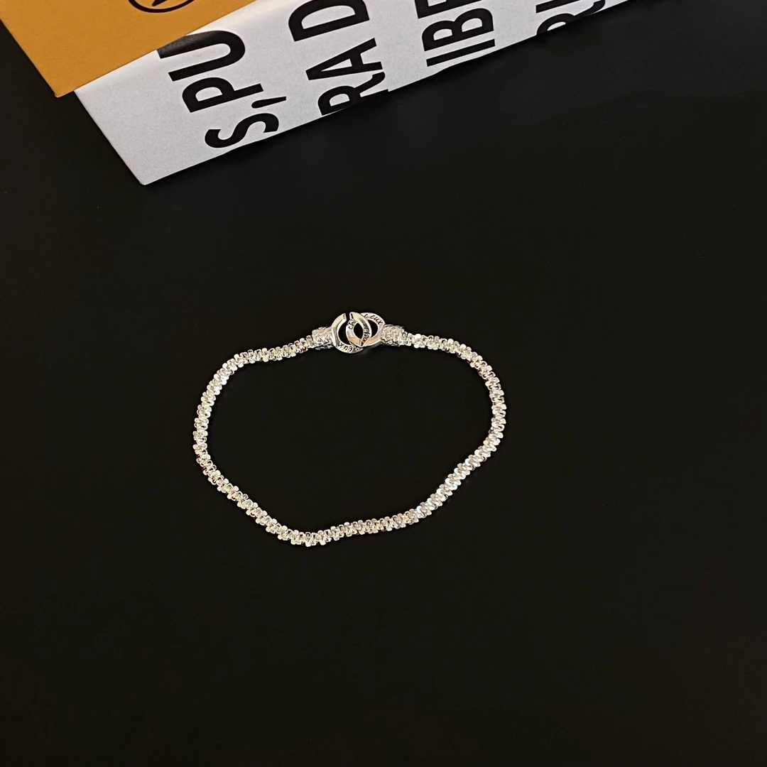 925银手链 《双倍快乐》时尚百搭简约轻奢环环相扣个性设计感手链