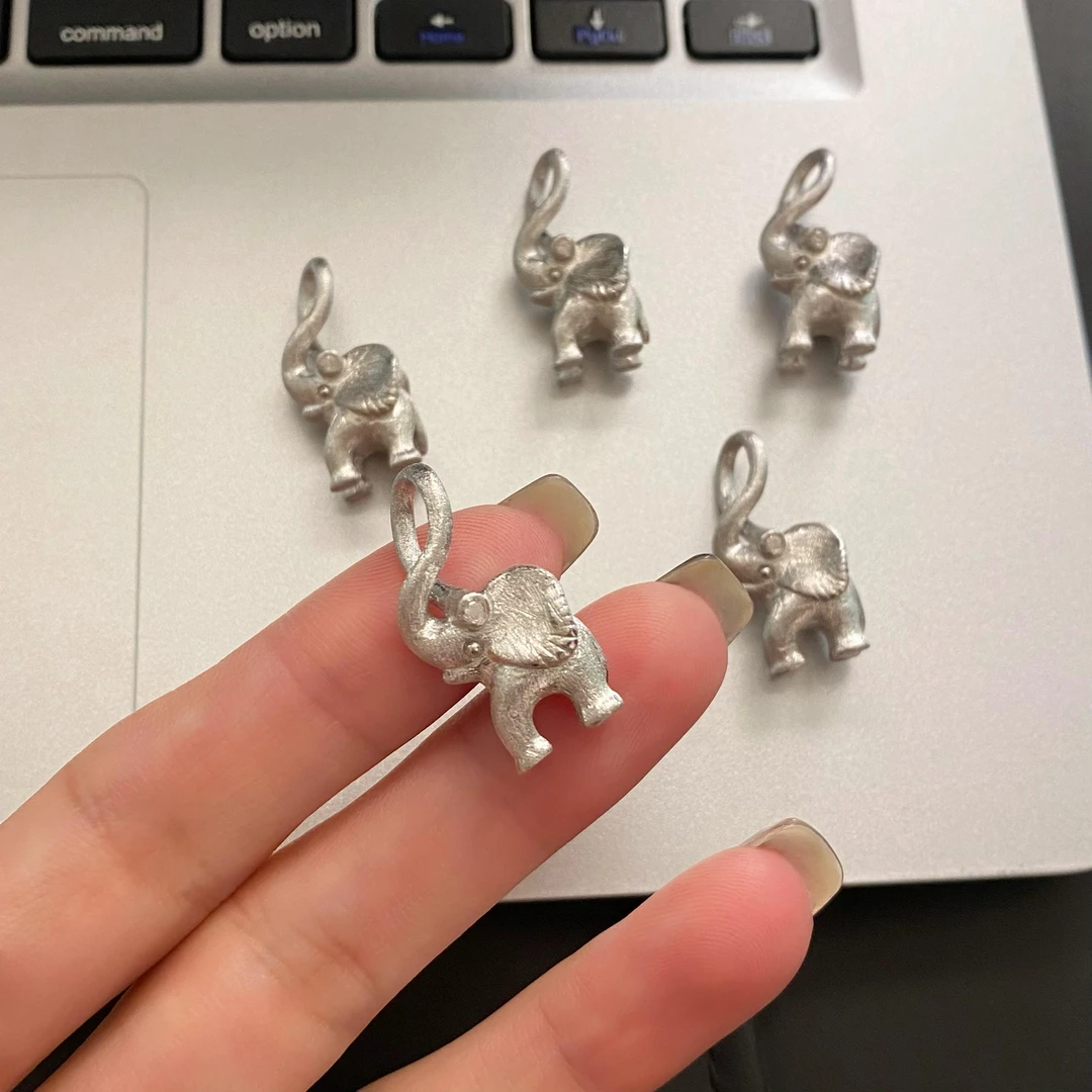 坠链均925银合成锆石 《小飞象》时尚拉丝小众简约可爱百搭项链