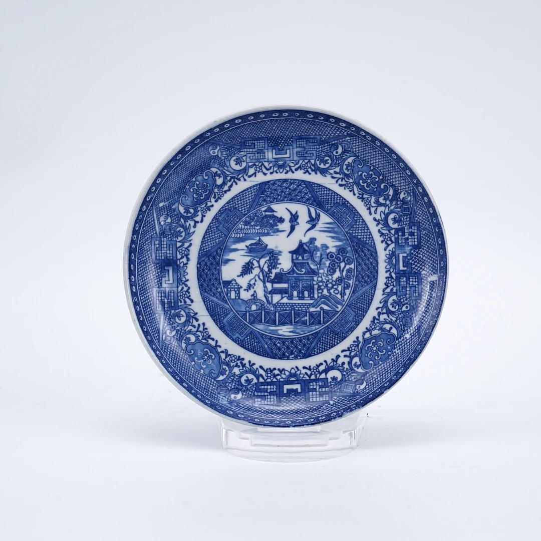 (AD6)XYS004民国青花风景纹盘 古董瓷器