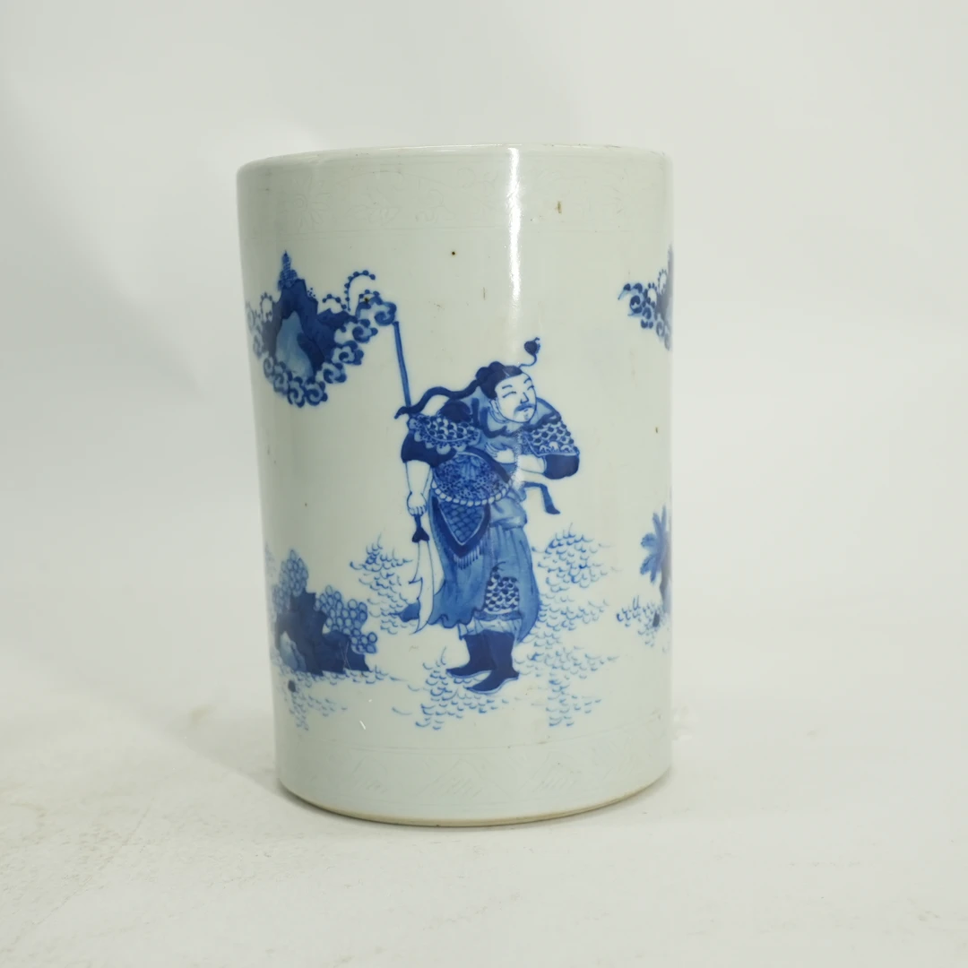 (AB3)Q815682清早期青花刘关张三结义笔筒
