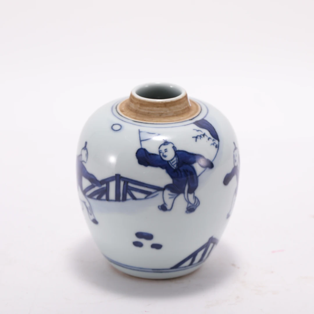 （A6）Q108820清康熙青花婴戏图纹罐