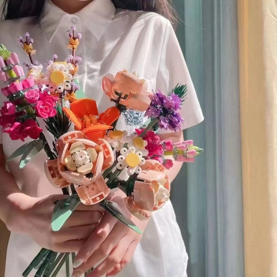 花束女孩积木拼装玩具女孩子礼物永生花5岁花朵10280女生摆件