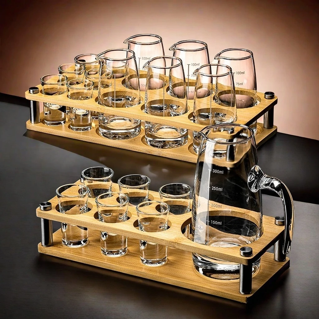 轻奢白酒杯家用套装小酒杯一口杯二两分酒器酒具饭店商用水晶玻璃