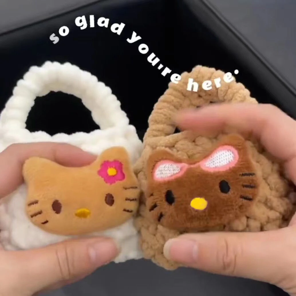 小红书同款ins黑皮hellokitty耳机包针织手提袋蓝牙airpods耳机套