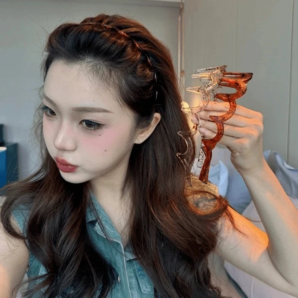 高颅顶碎发整理大波浪头箍女2024新款U型带齿防滑发卡洗脸压发箍