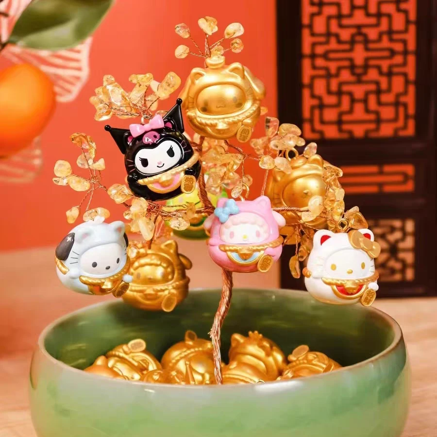 正版三丽鸥MINI招财喵系列盲袋盲盒迷你库洛米桌面摆件节日礼物女