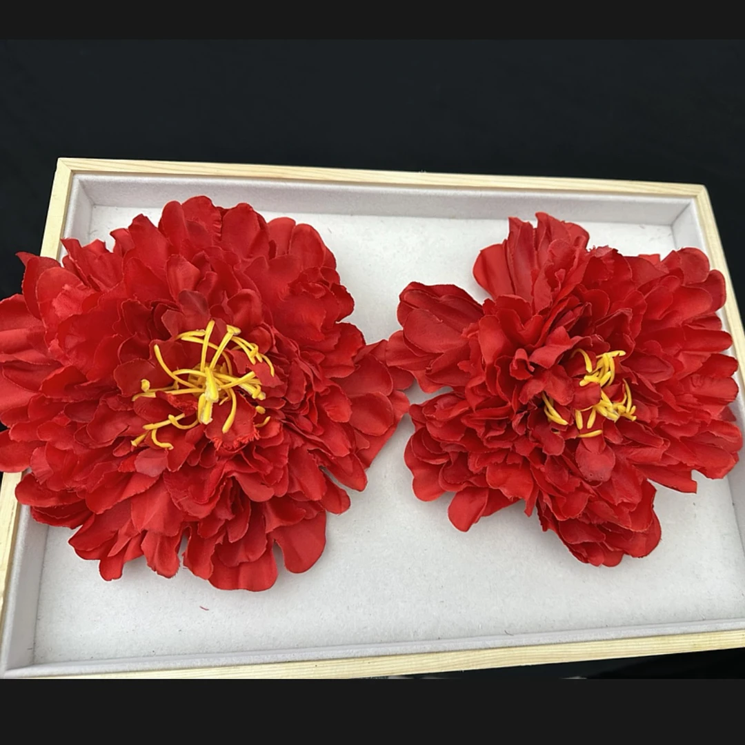 18厘米红色牡丹花古风汉服发饰