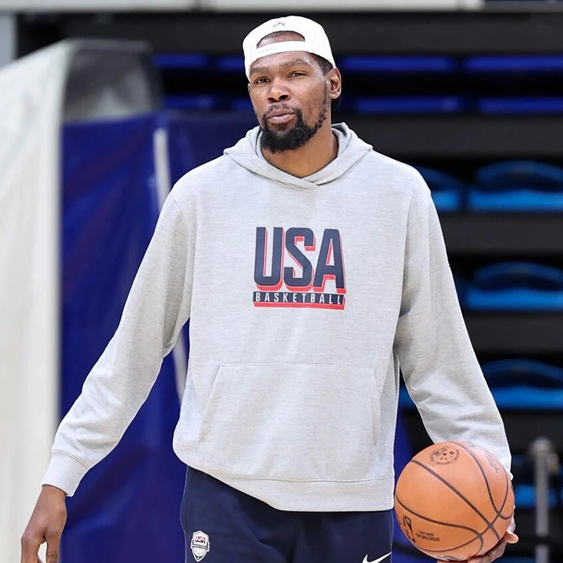USA美国队美式篮球卫衣男圆领复古套头连帽外套热身投篮训练长袖