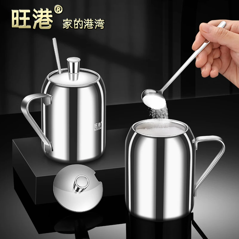 304不锈钢调味罐盐罐调料盒套装厨房家用味精佐料收纳调料瓶带勺