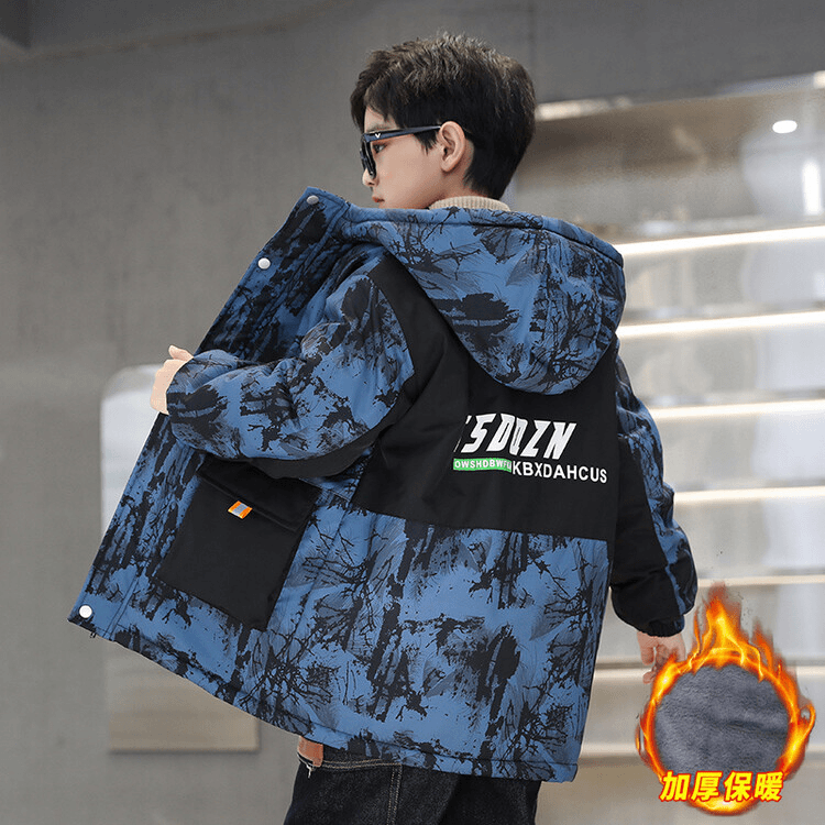 童装男童棉衣外套2023新款冬装儿童中长款棉服时尚加厚中大童棉袄