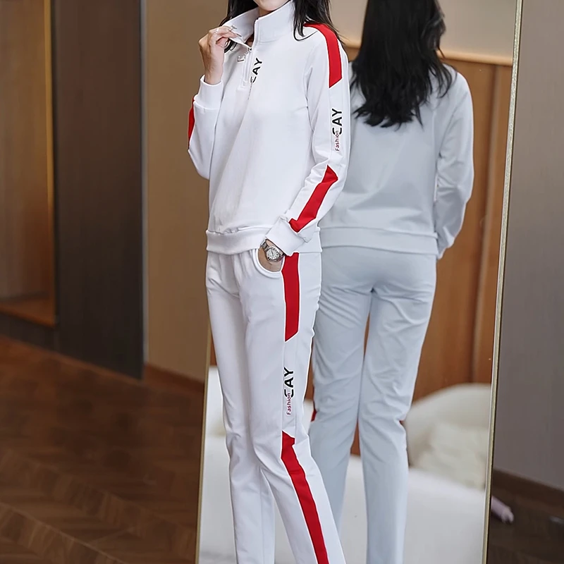 【官方品牌】啄木鸟休闲运动套装女春秋季2025新款妈妈显瘦两件套潮