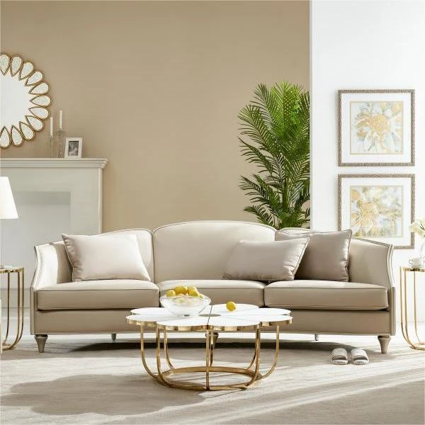 美克美家Rehome新葡萄庄园法式轻奢客厅高档别墅奢华三人皮艺沙发