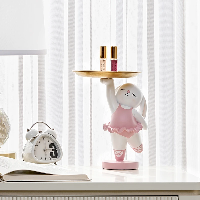 美克美家Rehome【芭蕾兔】可爱小兔托盘居家小物件日常用品收纳托盘