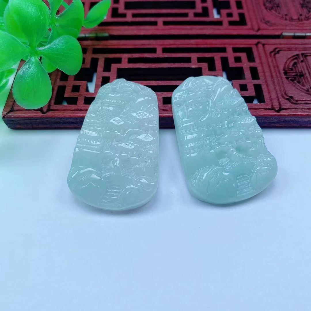 A06 山水牌天然翡翠A货挂件(多样性发一件)精雕颈饰气质