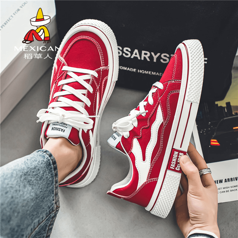 稻草人帆布鞋男2024新款夏季透气运动小众潮牌青少年百搭休闲板鞋