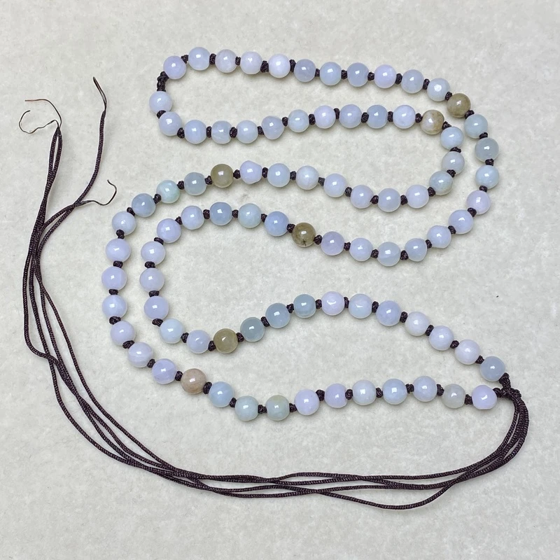 正品天然缅甸A货翡翠项链毛衣链男女通用时尚百搭链子饰品珠径6mm