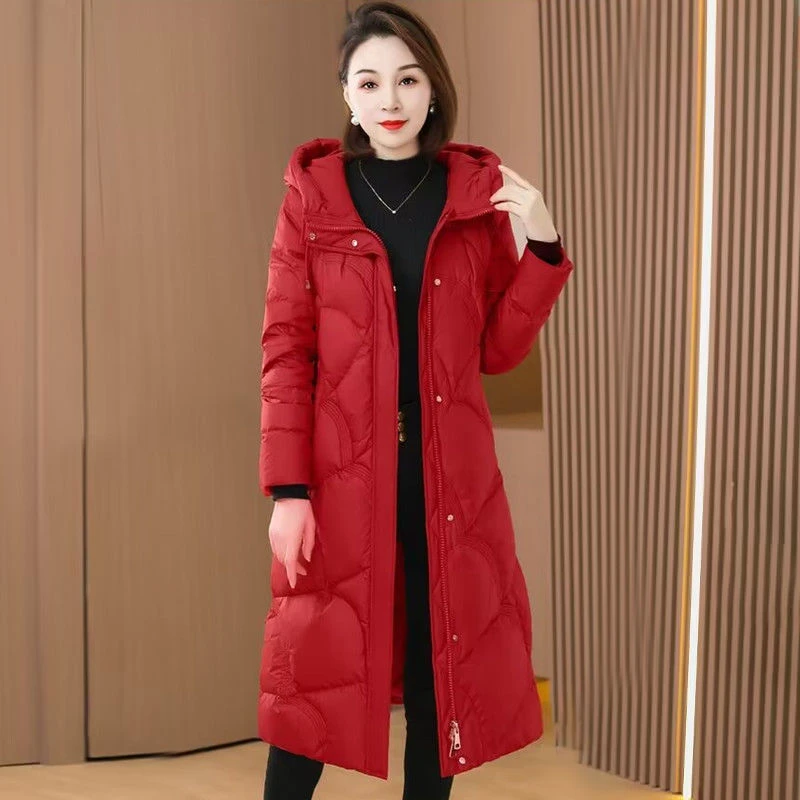 波司登高档羽绒服女2023冬新款加厚收腰显瘦时尚气质长款过膝白鸭