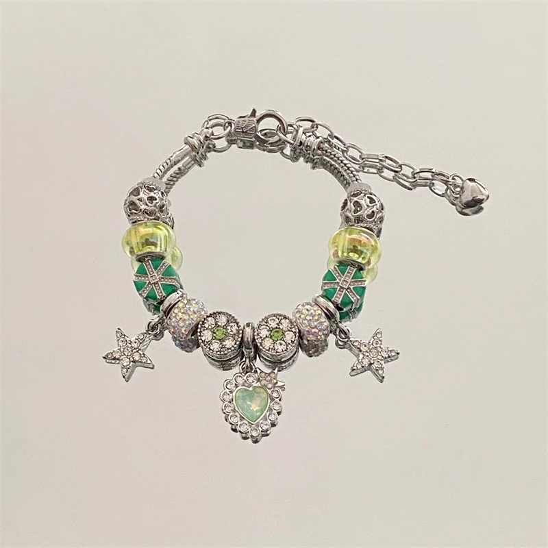 合金合成锆石手链 潘家小众设计感diy轻奢爱心吊坠手串网红手链女