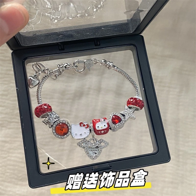 铜合金合成锆石手链 【赠送饰品盒】高颜值本命年发财红凯蒂猫手链