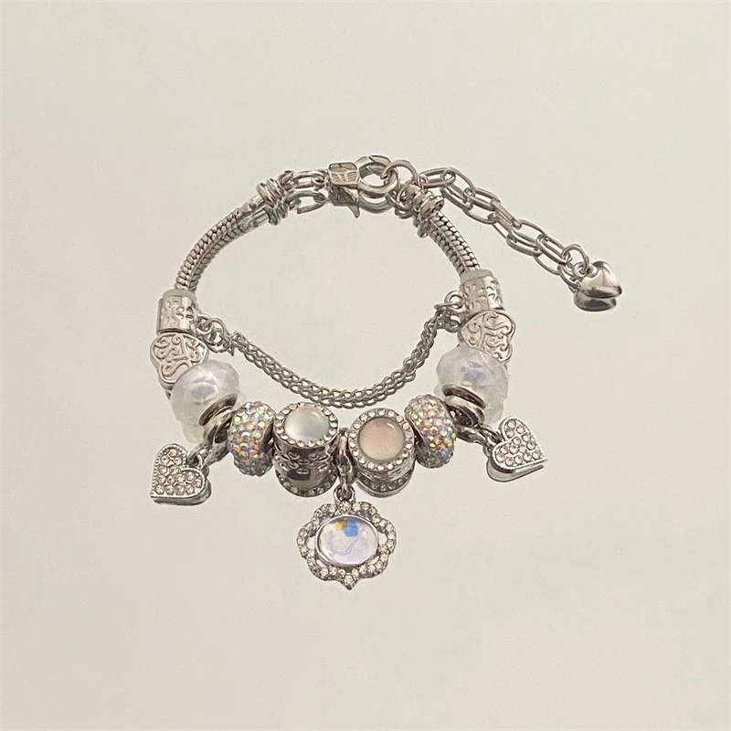 合金锆石手链 潘家高级感猫眼平安锁吊坠手链女ins轻奢diy手饰女