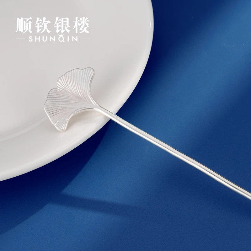 顺钦银楼 足银银制品 999纯银银杏发簪素款送妈妈简约中式簪子