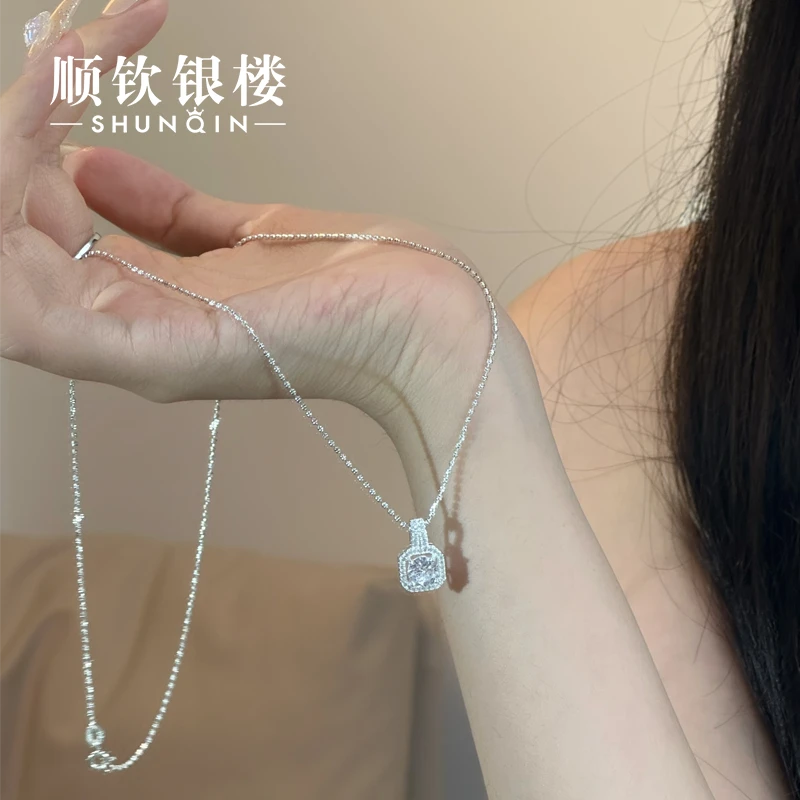 顺钦银楼 吊坠足银合成锆石 【晚棠吊坠】足银990轻奢时尚女不含链
