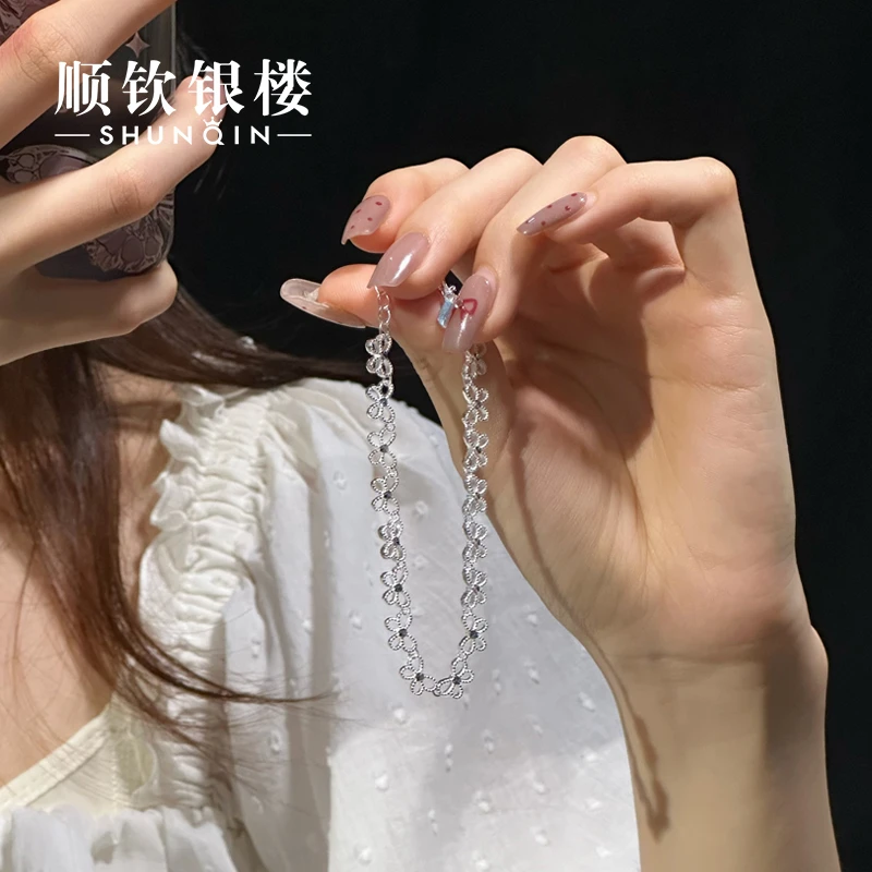 顺钦银楼 足银手链 【素蝶手链】足银990小蝴蝶手链精致百搭气质女