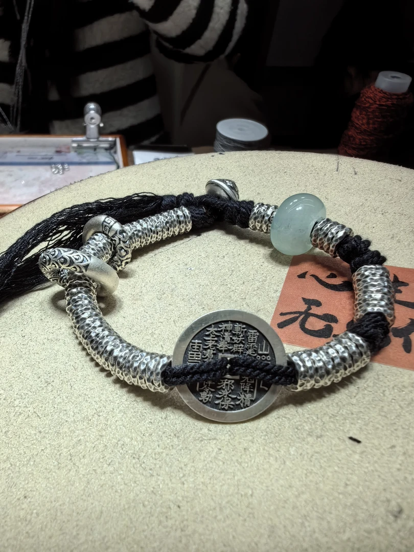 足银手链 足银手链足银盘缠复古山鬼牌手链(部分配饰为925)