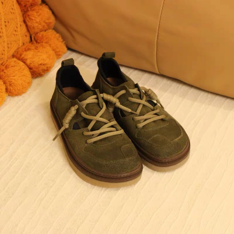 800-1牛皮休闲深口系带女单鞋