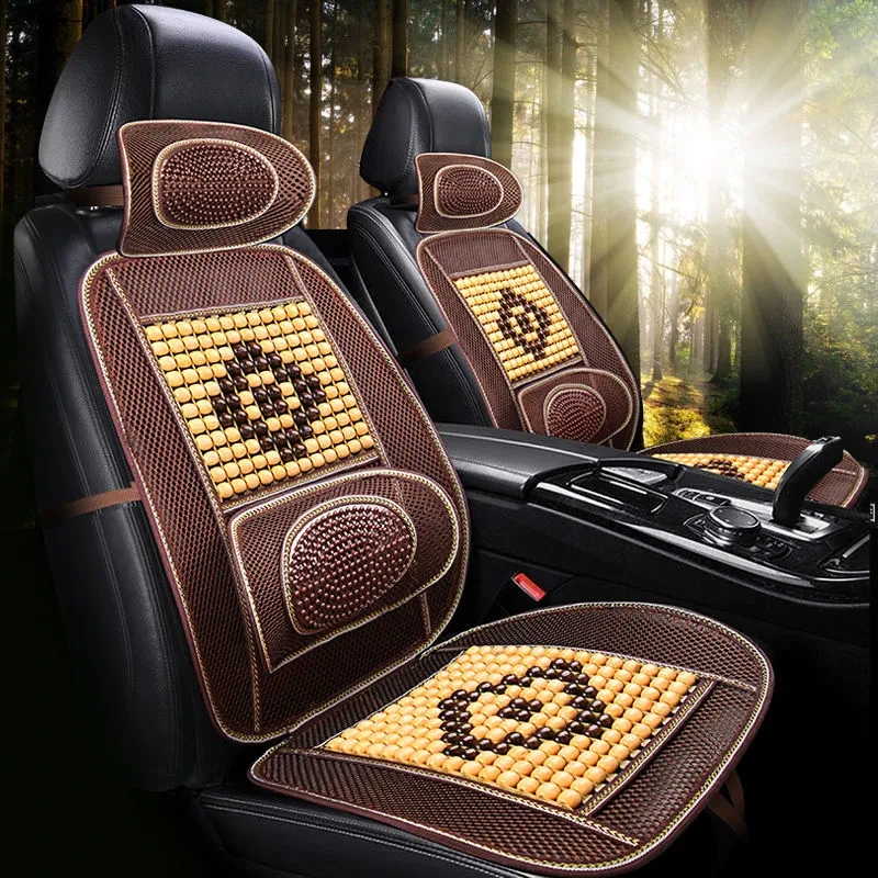 汽车坐垫夏季凉垫木珠靠背凉席座垫座椅透气冰丝夏天货车四季通用