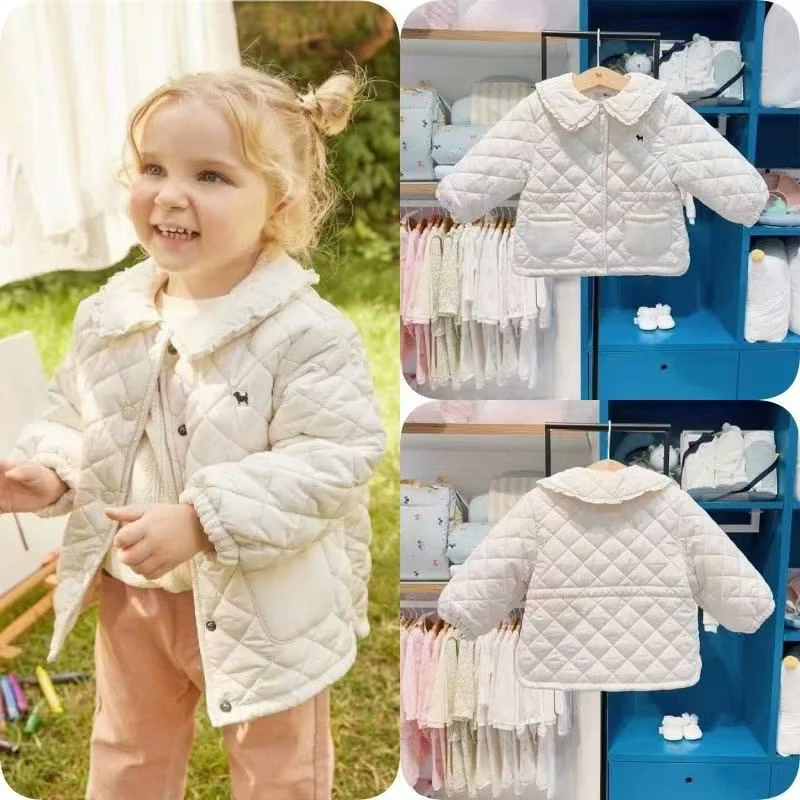 韩 可爱娃娃翻领夹棉外套棉袄