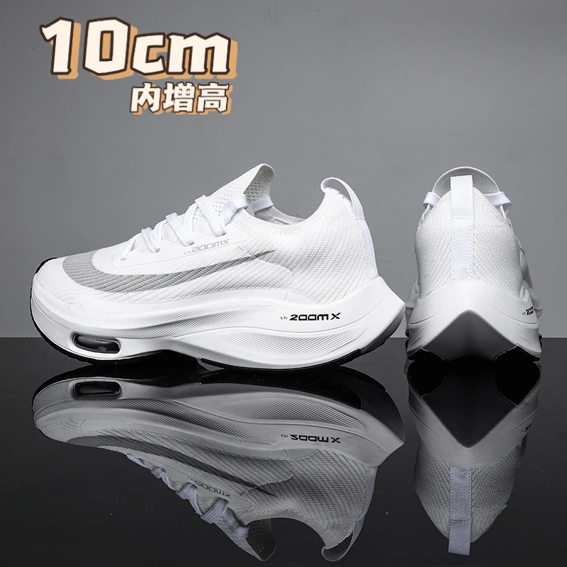 网面跑步鞋隐形增高10CM运动休闲男鞋子春季夏新款透气垫减震百搭
