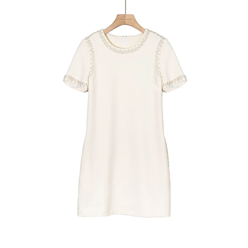 夏季酸醋酸连衣裙88006轻奢女装连衣裙时尚白色百搭优雅