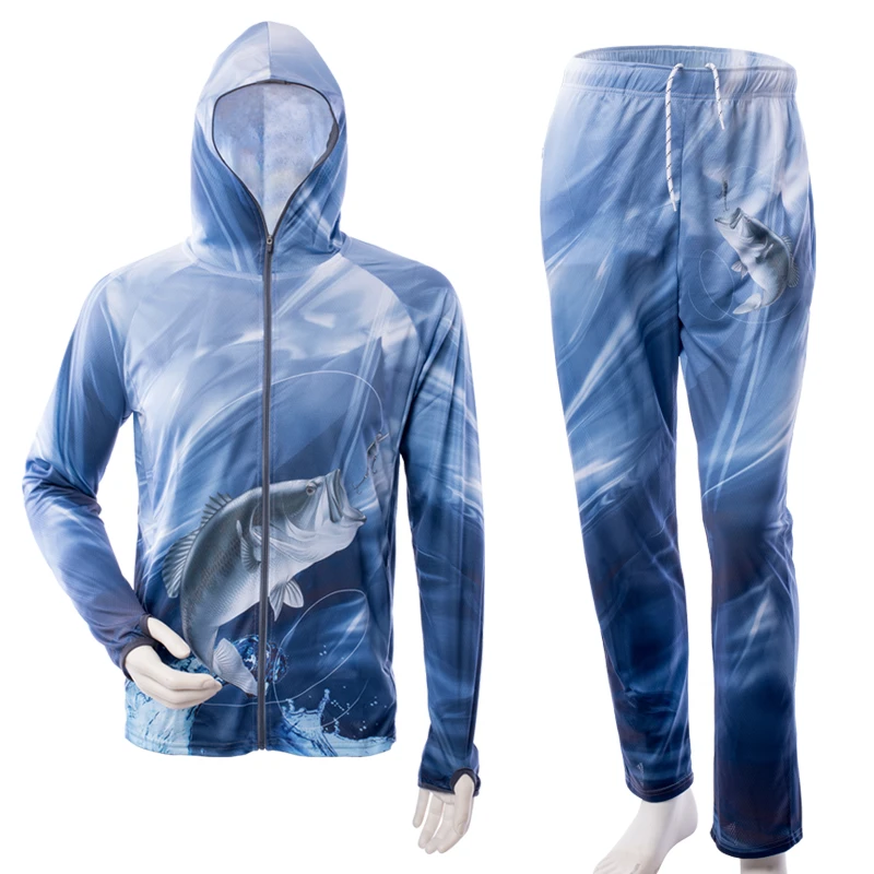 夏季冰丝防晒钓鱼服套装长袖男款垂钓服户外速干防蚊衣服裤子定制