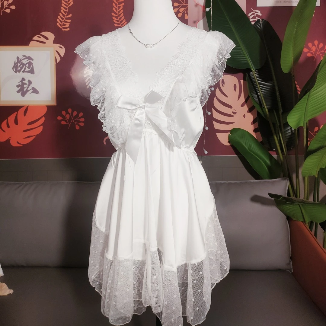 【天使】性感睡衣火辣露背网纱诱惑薄款睡裙女家居服蕾丝透气套装