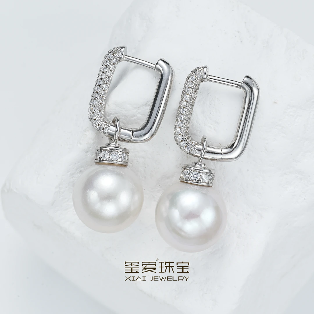 【玺爱门门】MM-31233天然淡水珍珠（赠925银链）耳环 S925银 11-12mm