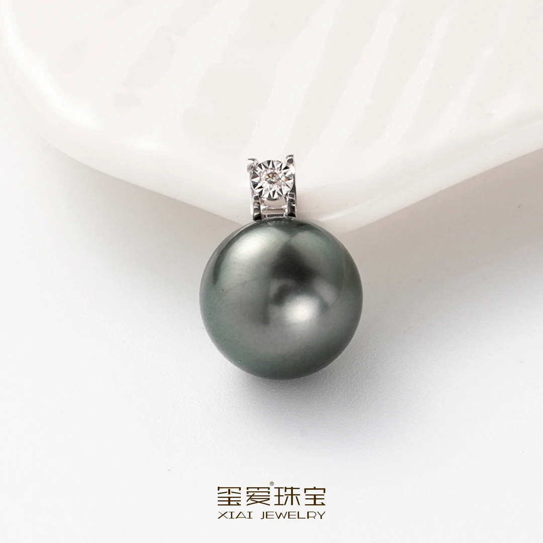 【玺爱门门】MM-24029海水珍珠大溪地牛头款吊坠18k钻石11.5-12.5mm