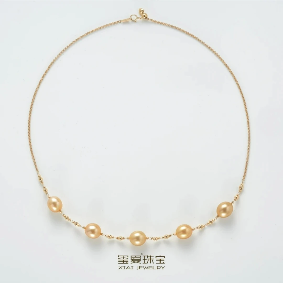 【玺爱门门】MM-13002 海水南洋金珠 18K金 设计款项链（中金）9-11mm