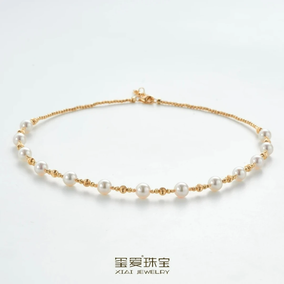 【玺爱门门】MM-16002海水Akoya18K金时尚百搭简约设计款项链 7-8mm