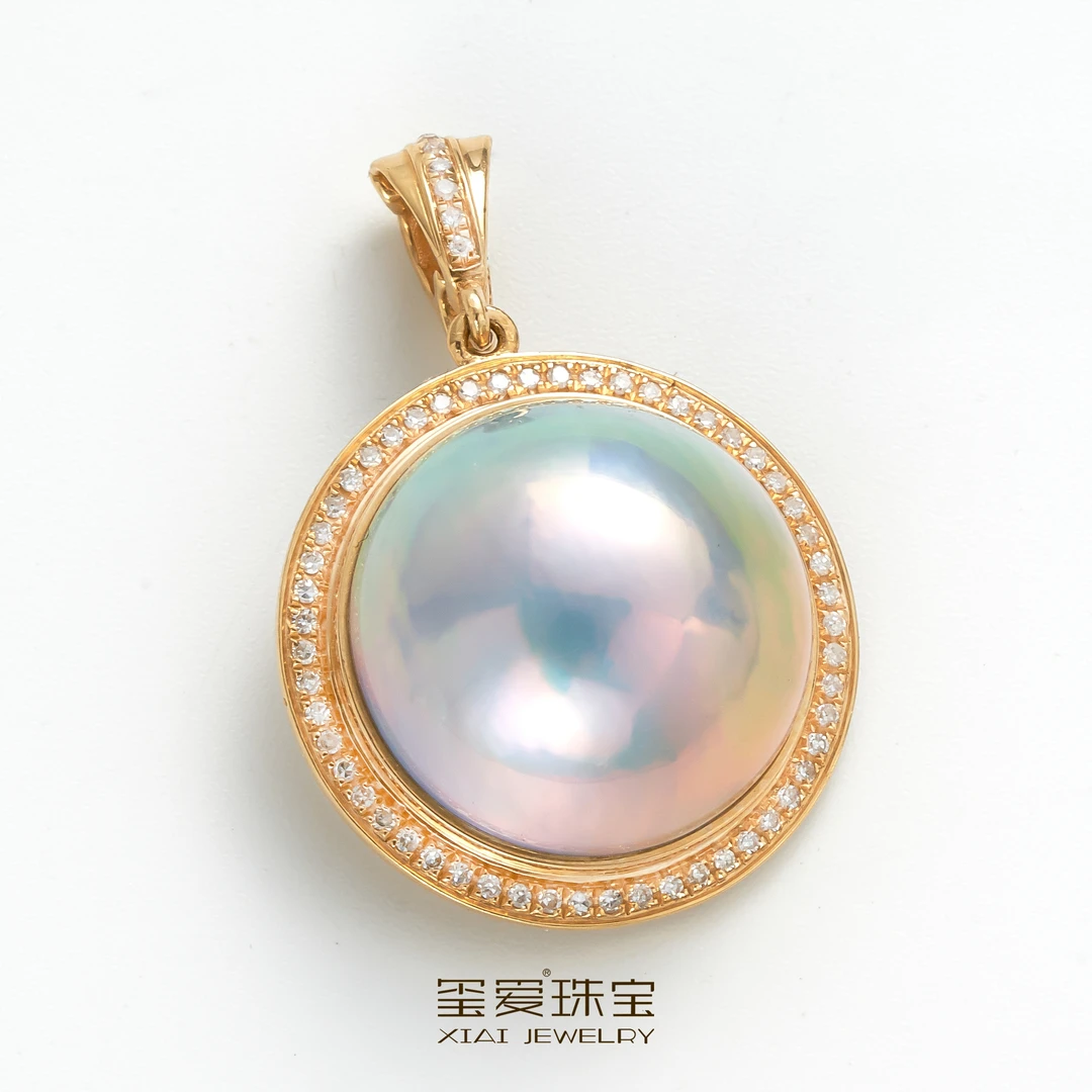 【玺爱门门】MM-25002海水星空蓝马贝“海底星空”耳饰18K金钻石（k黄）